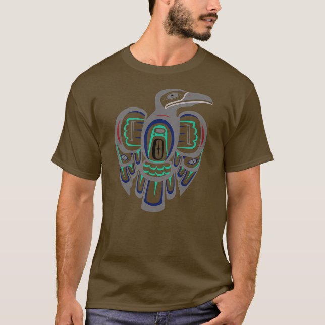 Camiseta Raven Native American Totem Art Tribal Crow  (Frente)