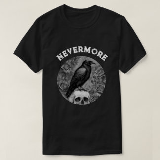 Camiseta Raven No Crânio Com Rosas Nunca Mais