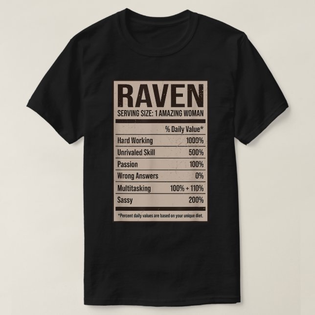 Camiseta Raven Nutritrição Fatos Nome Apelido Alias Título  (Frente do Design)