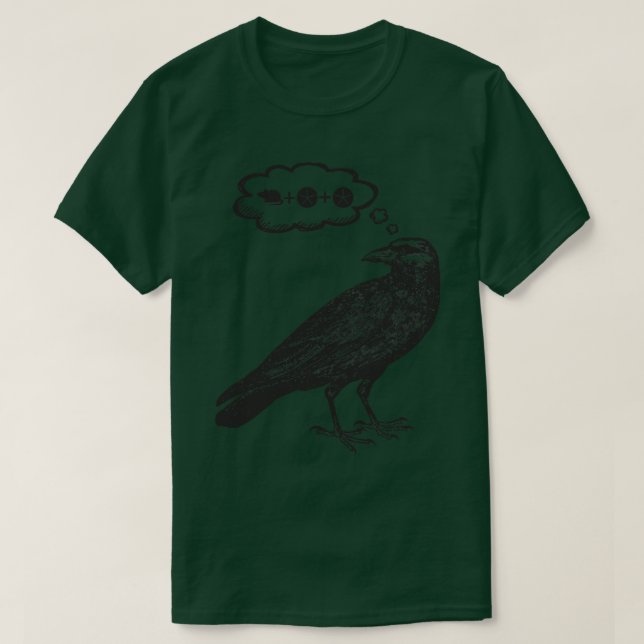 Camiseta Raven Pensando na Comida Jogo de Conselho de Pássa (Frente do Design)