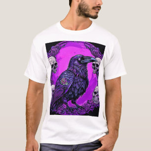 Camiseta Raven Purple Gráfico Design Gótico Moda