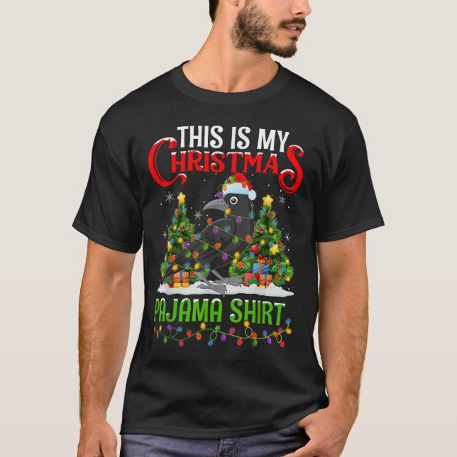 Camiseta Raven Xmas Lights This Is My Christmas Pajama  (Frente)