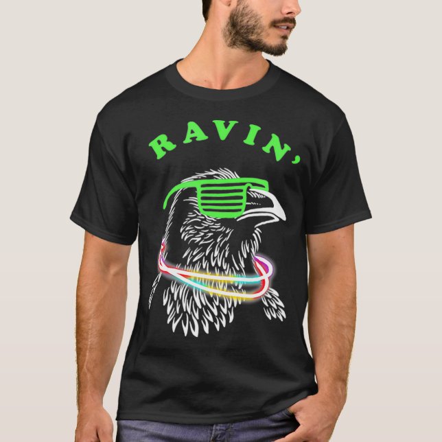 Camiseta Ravin Raven Rave Party Neon Bird Funny grillmaster (Frente)