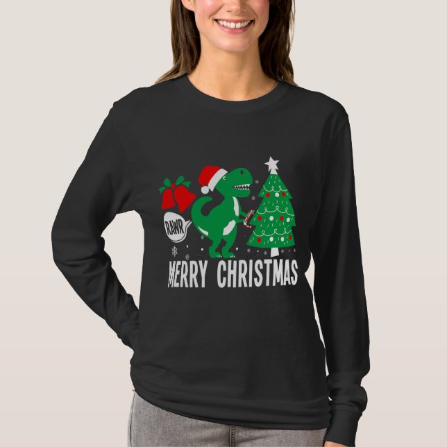 Camiseta Rawan Christmas Baby Dinosaur Lover Xmas Trex (Frente)