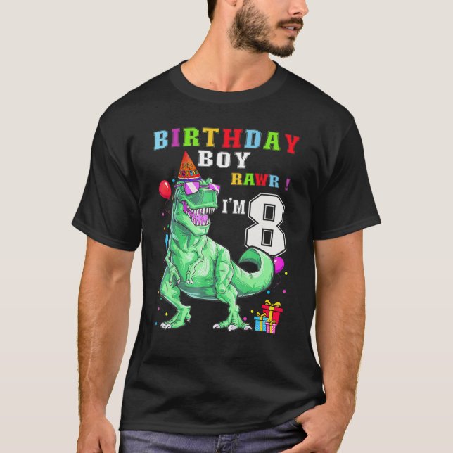 Camiseta Rawr, 8 anos, Rex Dinossaur B (Frente)