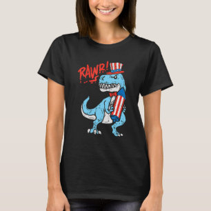 Camiseta Rawr American Rex Dino Kids 4 De Julho Baby Boys