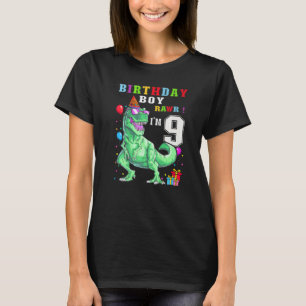 Camiseta Rawr de 9 anos, sou o 9º aniversário Rex Dinossaur