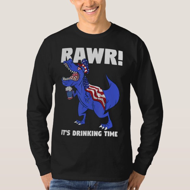 Camiseta Rawr É Bebendo de Rex Dinossaur (Frente)