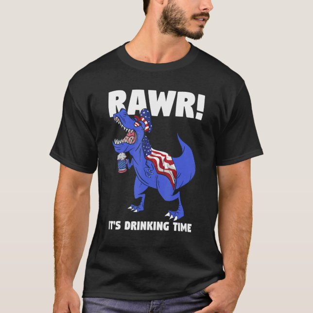 Camiseta Rawr É Bebendo de Rex Dinossaur (Frente)