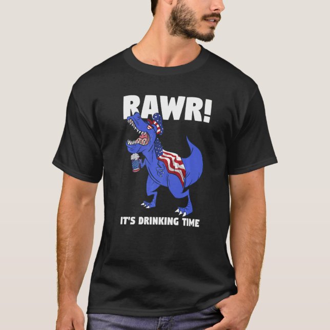 Camiseta Rawr É Bebendo de Rex Dinossaur (Frente)