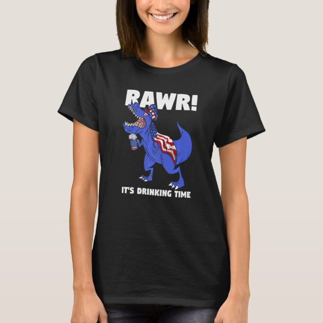 Camiseta Rawr É Bebendo de Rex Dinossaur (Frente)