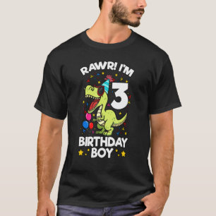 Camiseta Rawr! Eu sou 3 aniversariante Dinossauro Rex Consi