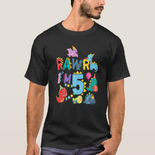 Camiseta Rawr, eu sou 5 Rawr Dinosaur, Aniversário, Festa