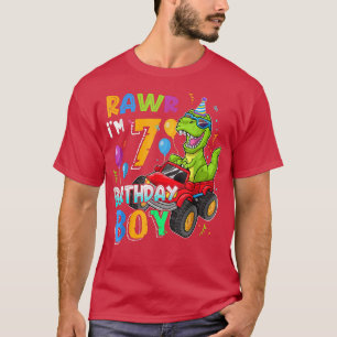 Camiseta Rawr Eu sou 7 Birthday Boy 7 anos Dinossaur Mons