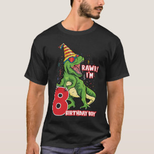 Camiseta Rawr eu sou 8 aniversariante dinossauro saurus