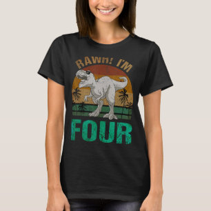 Camiseta Rawr Eu sou o quarto aniversário do T-rex Dinossau