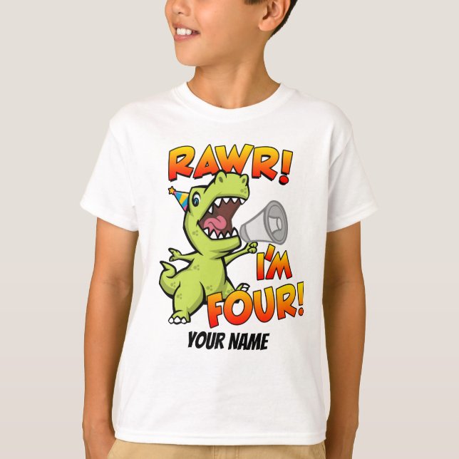 Camiseta Rawr Eu sou Quatro Dinossauro (Frente)