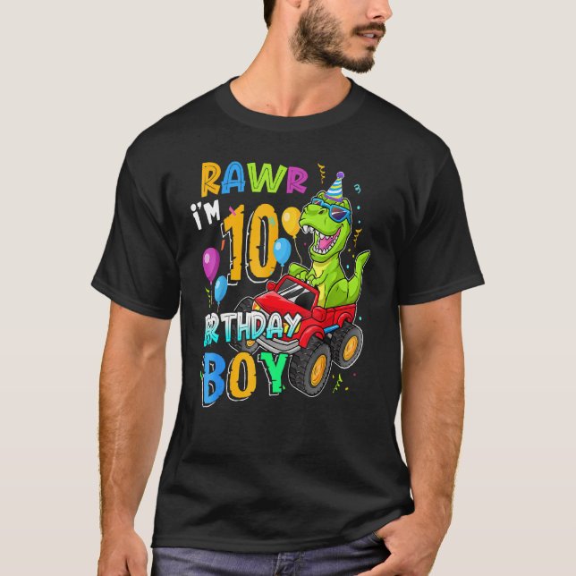 Camiseta Rawr I M 10th Birthday Boy Dinosaur Rex 10 Anos O (Frente)