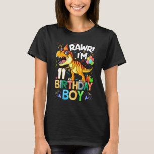 Camiseta Rawr I M 11 Birthday Boy Dinosaur T Rex 11 Anos