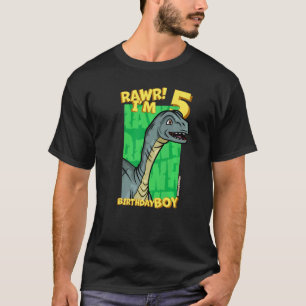 Camiseta Rawr I m 5 Aniversário 5 Aniversário Dino Mussaur