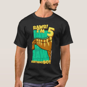 Camiseta Rawr I m 5 Aniversário 5 Dino Rebbac
