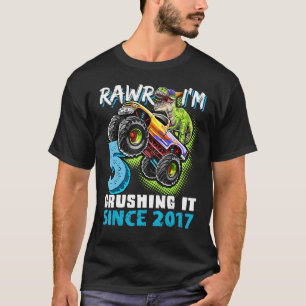 Camiseta Rawr I m 5 Monster Truck Dinosaur 5 Birthday Par