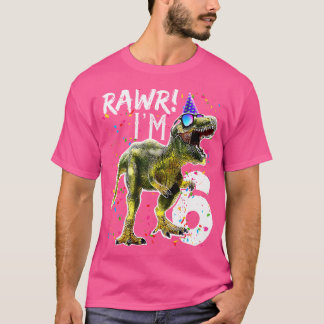 Camiseta Rawr I M 6 6 Aniversário T Rex Dinosaur Boys Dinos