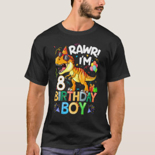 Camiseta Rawr I M 8º Aniversário Dinossauro T Rex 8 Anos O