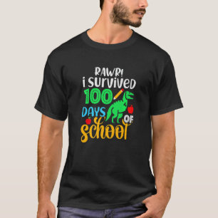 Camiseta Rawr I Sobreviveu A 100 Dias De Escola 100 Dias De