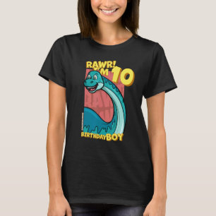 Camiseta Rawr I'm 10 Birthday Boys 10th Birthday Dino Bron