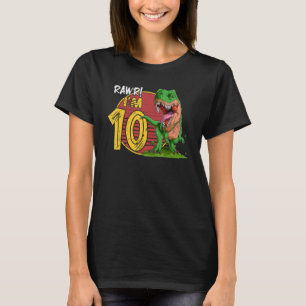 Camiseta Rawr I'm 10th Birthday Rex Dinosaur Party for B