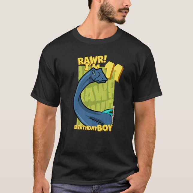 Camiseta Rawr I'm 11 Birthday Boys 11 Birthday Dino Quaes (Frente)