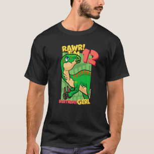 Camiseta Rawr I'm 12 Birthday Girls 12 Aniversário Dino Igu
