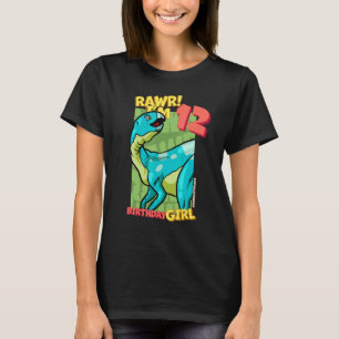 Camiseta Rawr I'm 12 Birthday Girls 12 Birthday Dino Hyp