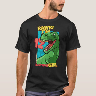 Camiseta Rawr I'm 12 Birthday Girls 12 Birthday Dino Tyra