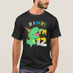 Camiseta Rawr I'm 12 Dinossaur B Day Party Dino T Rex 12 Ye