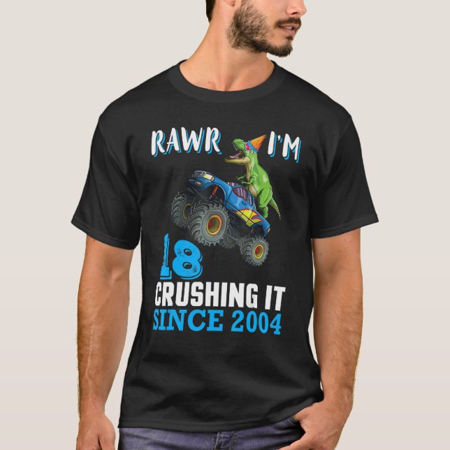 Camiseta Rawr I'm 18 Anos Dinossaur Drive Car Esmagando S (Frente)