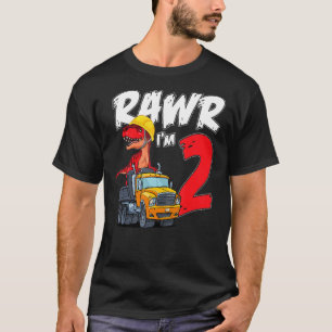 Camiseta Rawr I'm 2 É o meu segundo aniversário Dinossauro 