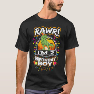 Camiseta Rawr I'm 2 segundo aniversário TRex Dinossaur 2 an