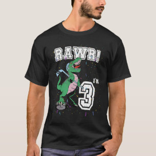 Camiseta Rawr I'm 3 aniversário de 3 anos