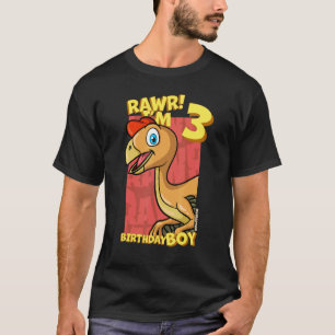 Camiseta Rawr I'm 3 Birthday Boys aniversário de 3 anos Din