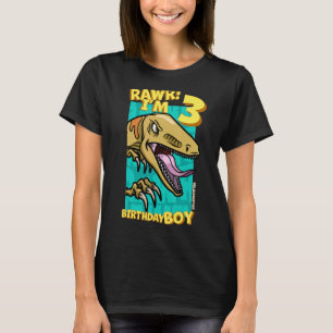 Camiseta Rawr I'm 3 Birthday Boys aniversário de 3 anos Din