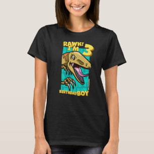 Camiseta Rawr I'm 3 Birthday Boys aniversário de 3 anos Din