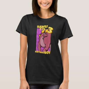 Camiseta Rawr I'm 3 Birthday Boys aniversário de 3 anos Din