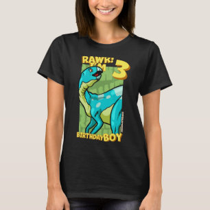 Camiseta Rawr I'm 3 Birthday Boys aniversário de 3 anos Din