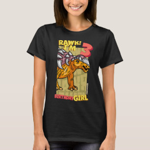 Camiseta Rawr I'm 3 Birthday Girls aniversário de 3 anos Di