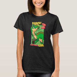 Camiseta Rawr I'm 3 Birthday Girls aniversário de 3 anos Di