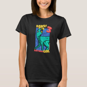 Camiseta Rawr I'm 3 Birthday Girls aniversário de 3 anos Di