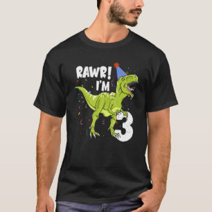 Camiseta Rawr I'm 3 Birthday Rex Dinosaur Party for Boys
