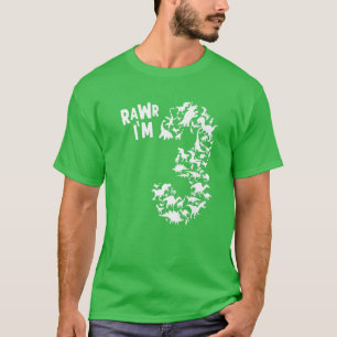 Camiseta Rawr I'm 3 Kids Bonitos I Am 3 Boy
